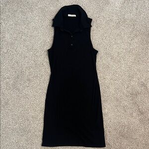 Timing Black Collared Midi Dress